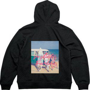 기모후드집업 뒷면 빈티지 버스와 써핑그림 다양한색상 전사이즈