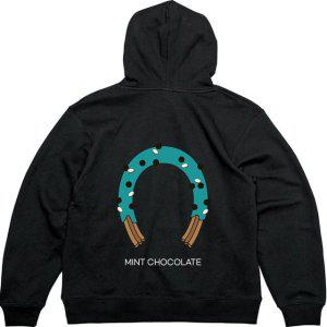 기모후드집업 뒷면 그린색 츄러스 간식그림 다양한색상 전사이즈