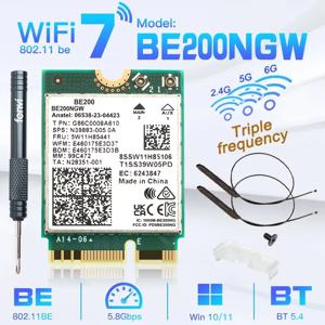 Intel BE200 네트워크 카드용 WiFi 7 Bluetooth 5.4 트라이 밴드 2.4/5/6GHz 8774Mbps BE200NGW M.2 무선 어댑터 Wifi 6E보다 우수함