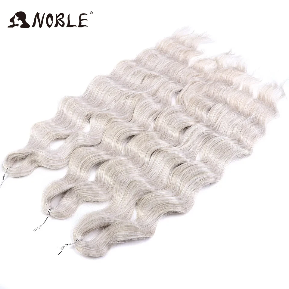 노블 헤어 합성 루즈 딥 웨이브 헤어 익스텐션, 웨이브 브레이드 헤어, 옴브레 블론드 트위스트 크로셰 곱슬 헤어, 24 인치