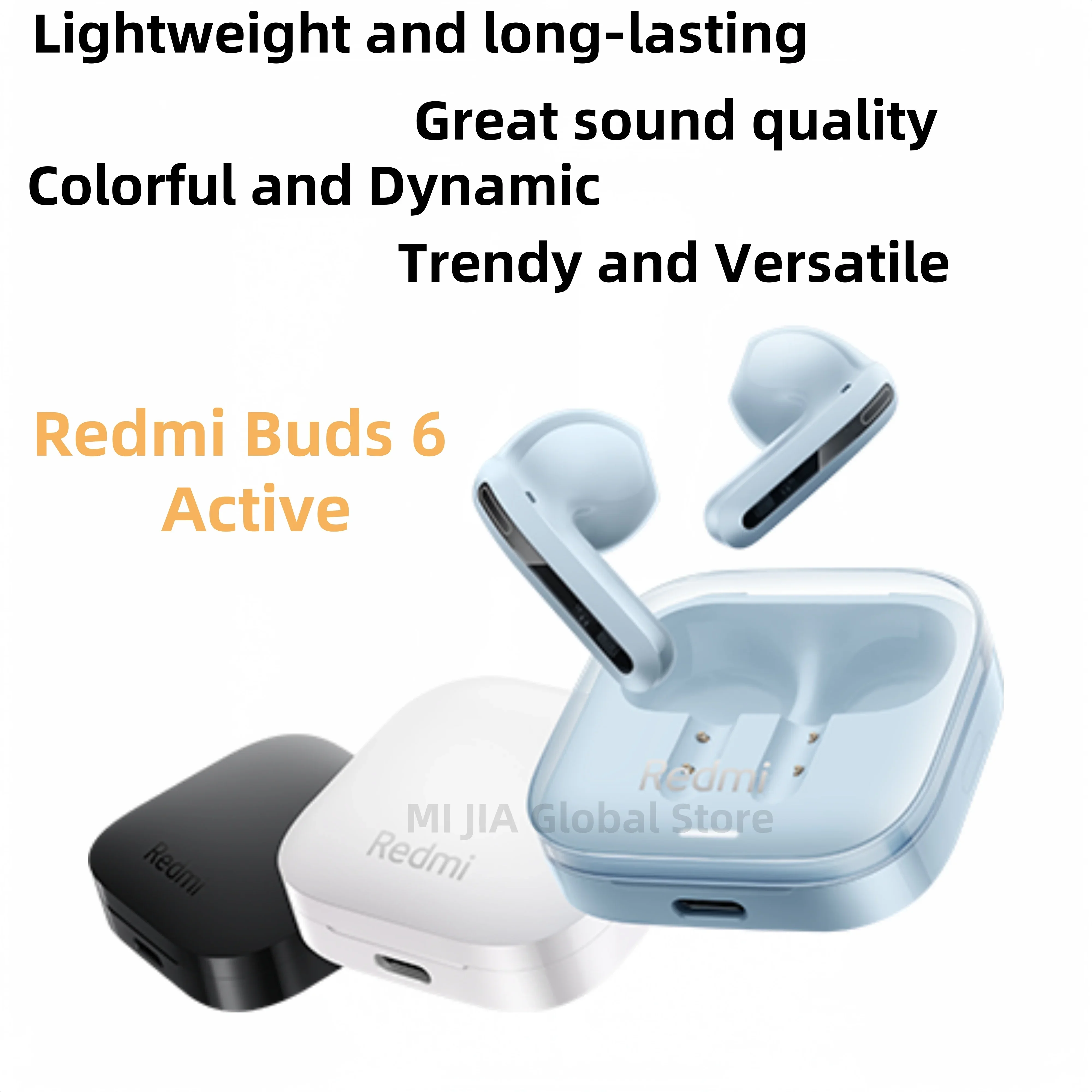 새로운 Xiaomi Redmi Buds 6 Active TWS Bluetooth 이어폰 30h 긴 배터리 수명 5 튜닝 모드 BT 5.4 무선 헤드폰 헤드셋