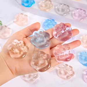 Kawaii 고양이 발 끈적 끈적한 짜기 장난감 부드러운 현실적인 빠른 리바운드 젤리 미니 고양이 발 투명 짜기 장난감 어린이 성인 선물