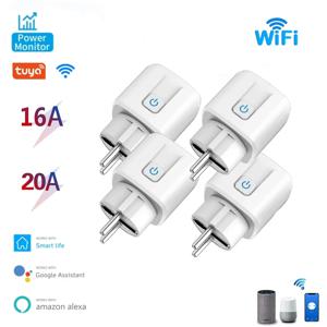 Tuya EU WiFi 스마트 소켓 16A/20A 전력 모니터링 100-240V 음성 제어 플러그 Alexa Google Assistant Tuya와 호환 가능