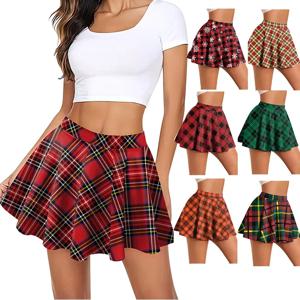 레트로 격자 무늬 플리츠 스커트 스커트 Y2K streetwear 빈티지 학교 유니폼 a 라인 체육관 학생 짧은 치마 소녀 크리스마스 드레스