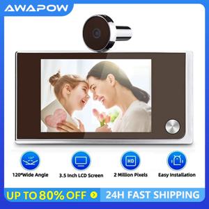 Awapow 초인종 구멍 뷰어 디지털 문짝 카메라, 고양이 눈 문짝 벨, 야외 모니터, 120 ° LCD, 2 백만 HD 픽셀, 3.5 인치