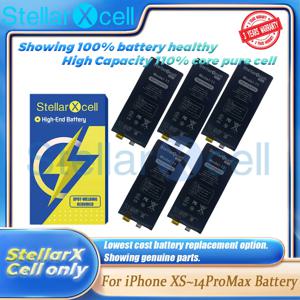 StellarXcell 아이폰 XS 14 프로 맥스 13 프로 맥스 XR 11 ,11 프로, 13 프로 맥스, 14 프로용, 플렉스 없는 대용량 배터리 셀, 5 개