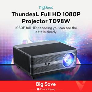 ThundeaL-풀 HD 1080P 프로젝터 TD98, 와이파이 LED 2K 4K 비디오 영화 스마트 TD98W 안드로이드 프로젝터 PK DLP 홈 시어터 시네마 비머 무선 미러링 HD급 고해상도 LED 빔프로젝터 가정용 캠핑용 가성비 TD98W 3D 스마트 프로젝터 빔프로젝터 빔프로젝트 빔프로젝터 4k 안드로이드 한국어 빔프로젝터 4k 한글지원 빔 프로젝터 4k 홈시어터