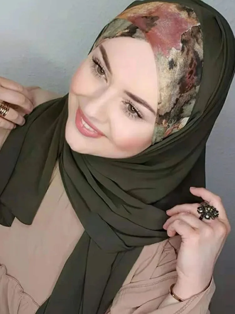 여름 시폰 스카프 Hijab 이슬람 여성 인스턴트 터번, 빅 사이즈, 가볍고 얇고 통기성