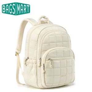 BAGSMART 노트북 가방 여성용 대학 캐주얼 배낭 누비 이불 소형 컴퓨터 책가방 방수 15.6 인치 노트북 가방