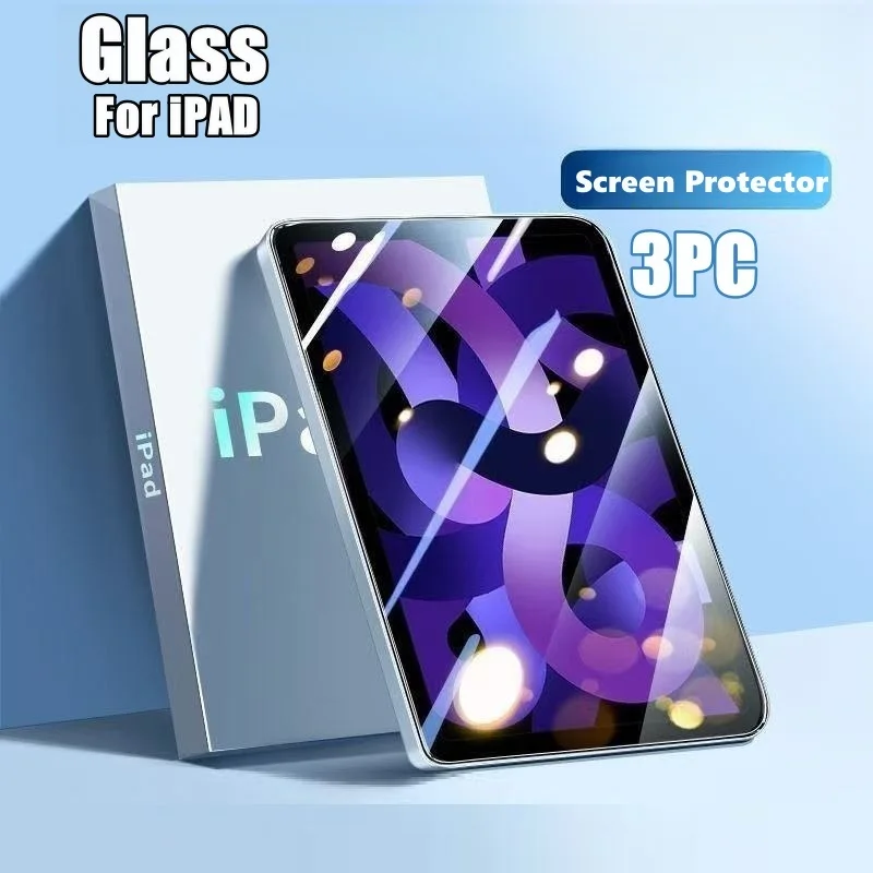 3PCS 강화 유리 Ipad Pro 13 12.9 11 6th M4 M2 2024 Air 5 4 3 2 1 9 9th 10 10th Gen Mini 6 10.9 10.2 9.7 화면 보호기