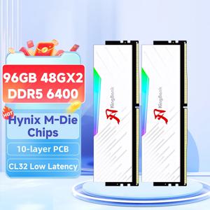 킹뱅크 DDR5 RGB 램 메모리 DDR5 48GBx2 6400MHZ 96GB 48GB 하이닉스 M 다이 메모리 램 DDR5 PC 데스크탑 CL32용