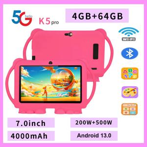 새로운 5G WIFI 7 인치 어린이 태블릿 4GB + 64GB ROM 미니 패드 쿼드 코어 듀얼 카메라 어린이 방지 보호 케이스 태블릿 안드로이드 13