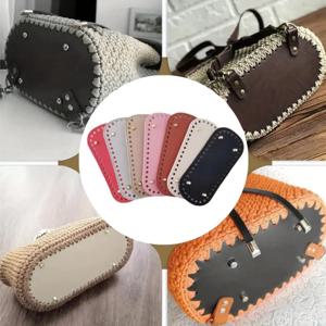 21.5x10cm 니트 가방용 PU 가죽 바닥, 구멍 있는 수제 바닥, DIY 크로셰 가방 바닥 부자재 1/3개