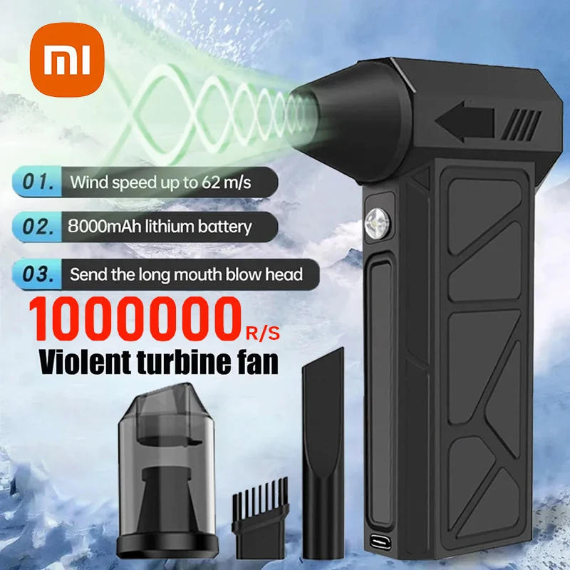 Xiaomi 전기 터보 제트 팬 1000000 RPM 브러시리스 모터 터보 폭력 팬 USB 충전식 강력한 먼지 송풍기 8000mah