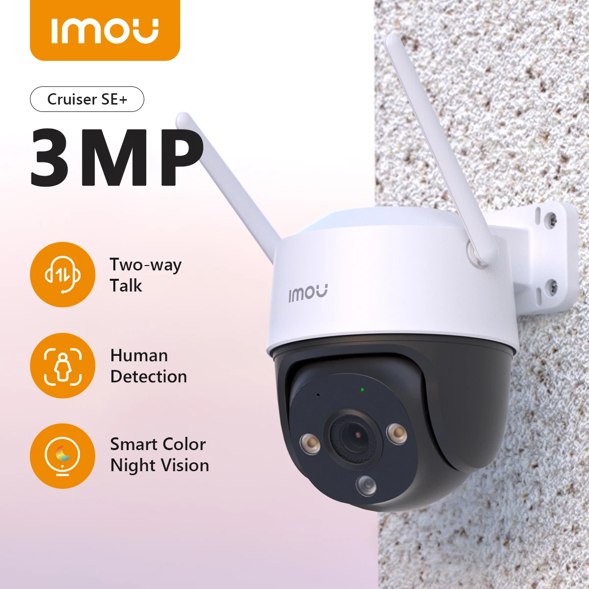 IMOU Cruiser SE+ 시리즈 실외 Wi-Fi 카메라 IP66 비바람에 견디는 카메라 8X 디지털 줌 야간 투시경 AI 인간 감지 카메라