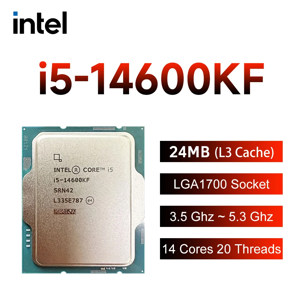 Intel Core i5 14600KF I5-14600KF 새로운 CPU 프로세서 LGA 1700, 단 쿨러 없음