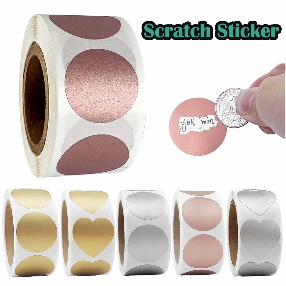 300Pcs/Roll 방수 코팅 스크래치 스티커 2.5cm/1.0inch 프로모션 복권 게임에 적합 숨겨진 정보 Funning Learn