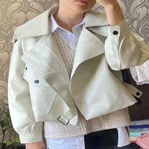 용수철 여성용 인조 가죽 재킷, 바이커 코트, 턴다운 칼라 PU 오토바이 재킷, 루즈 스트리트웨어 아우터, 하이 스트리트, 신제품