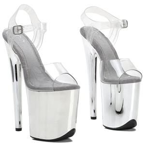 Leecabe PVC 상단 하이힐 샌들, 섹시한 모델 쇼 슈즈, 폴 댄싱 슈즈, 새로운 색상, 20cm, 8 인치