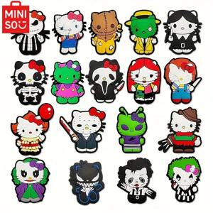 MINISO 18pcs 할로윈 키티 신발 장식 액세서리 나막신 Bogg 가방 버블 슬라이드 샌들에 대한 매력
