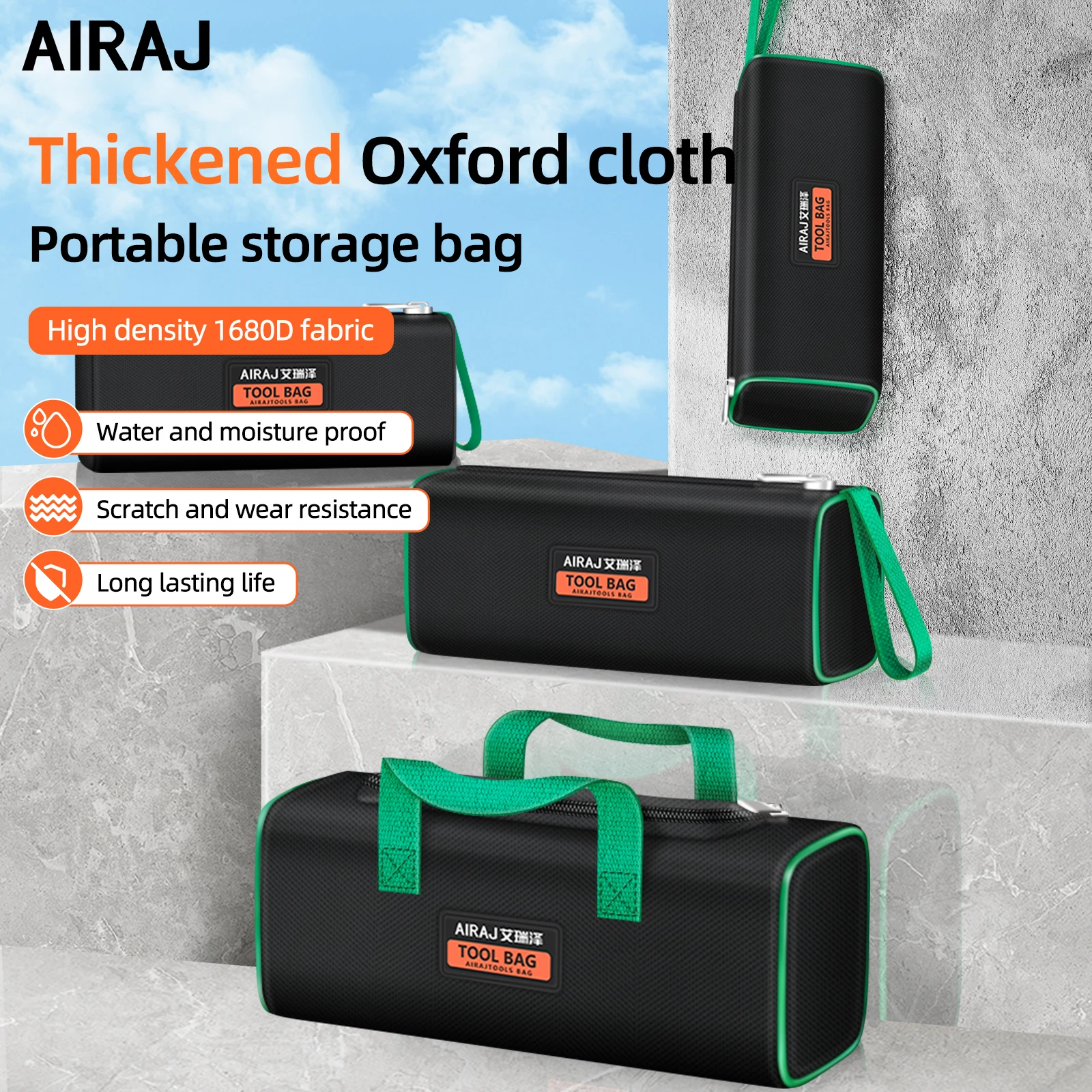 AIRAJ 도구 가방 옥스포드 천 휴대용 StorageBag, 전문 전기 기사 및 목수 수리, 홈 스토리지 더블 데크 핸드백