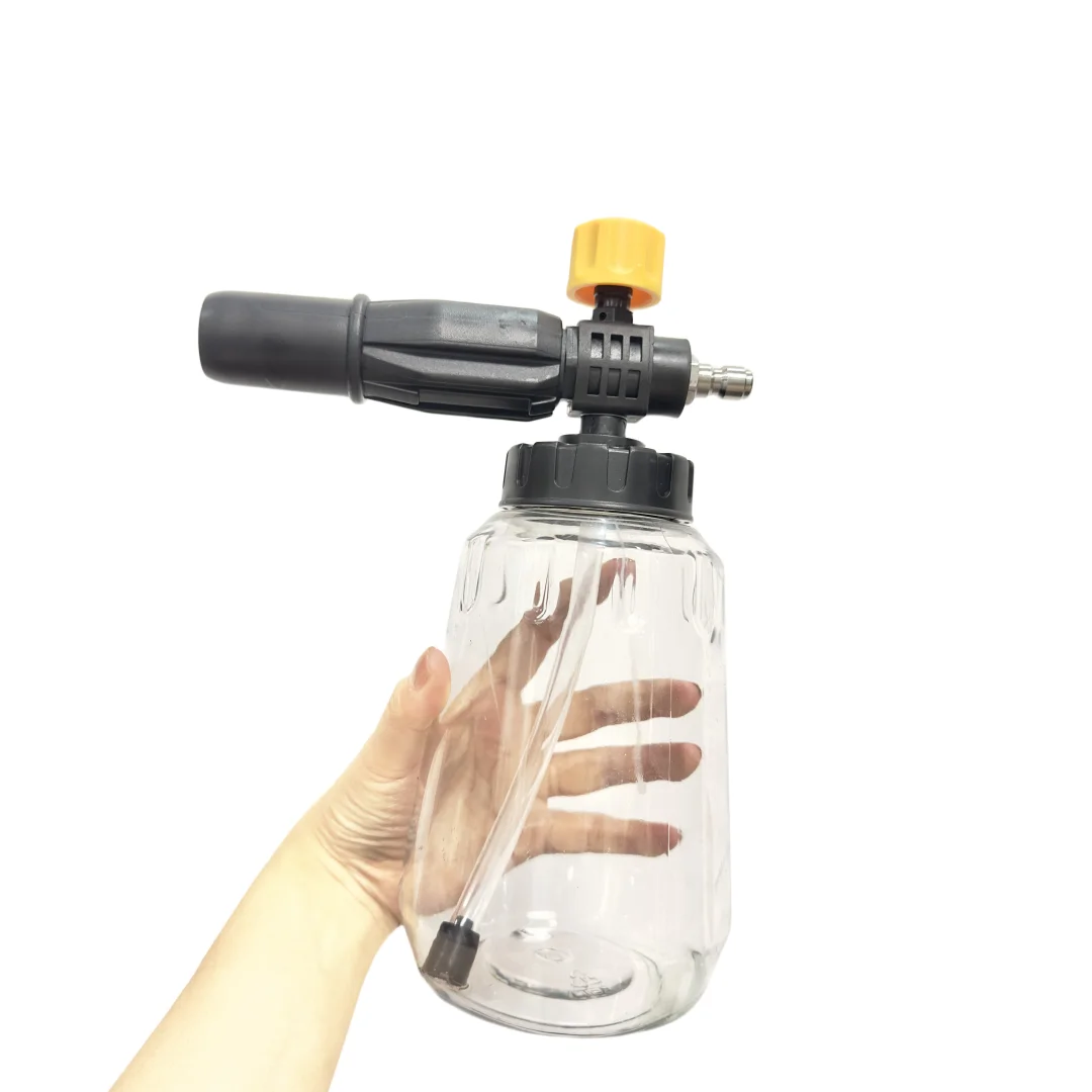 1 PC 검정색과 노란색 두꺼운 핸들 폼 캐논 1000 ML 투명 병 스노우 폼 랜스 와셔 키트, 압력 자동차 와셔 액세스