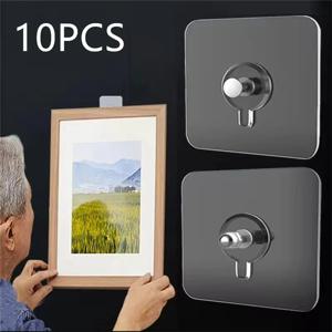 10/20 Pcs 접착제 벽걸이 형 후크 포스터 사진 프레임 시계 행거 펀치 무료 나사 후크 주방 욕실 주최자 홀더