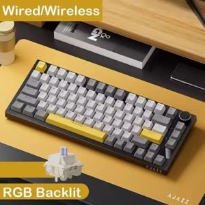 AJAZZ AK820/AK820Pro 기계식 키보드 TFT 스크린 다기능 손잡이 게임용 키보드 유선/2.4GHz/BT 연결 PC 키보드