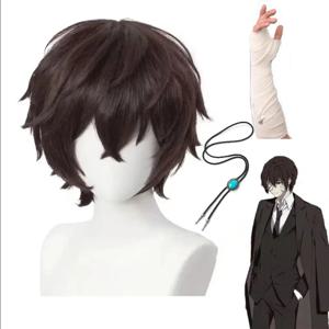 고품질 다자이 오사무 코스프레 가발 애니메이션 분고 길 잃은 개 코스프레 짧은 갈색 내열성 합성 머리 가발