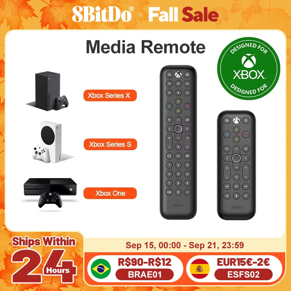 Microsoft에서 라이선스를 받은 8BitDo XBox 미디어 리모컨, Xbox One, Xbox Series X, S(적외선 리모컨) Microsoft Xbox 콘솔과 호환 가능
