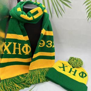 Chi Eta Phi 울 니트 여성 겨울 녹색 노란색 스카프 모자 세트 1932 여성용 선물