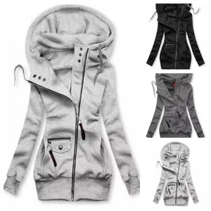 여성 특대 후드 티 스웨터 풀오버 까마귀 여성 패치 워크 스웨터 가을 따뜻한 Hoody 지퍼 업상의