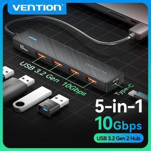 Vention Usb 허브 3.2 Xiaomi Macbook PC 컴퓨터 액세서리 용 노트북 멀티 분배기 어댑터 용 10Gbps 4 포트 ABS 허브 USB