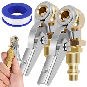 2Pcs 폐쇄 볼 타이어 1/4inch FNPT 내구성 폐쇄 흐름 타이어 팽창기 공기 자동차 타이어 공기 척 팽창기 펌프 밸브 커넥터