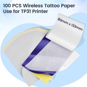 TP31 문신 스텐실 종이 80mm x 133mm 전송 문신 종이 DIY 아티스트 문신 열전 사 프린터에 사용하기 쉬운, 100 매