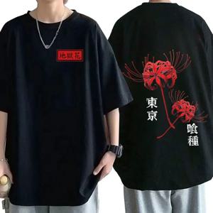 2025 Anime Tokyo Ghoul 스파이더 릴리 티셔츠 남성 여성 Cool Kane Kiken 그래픽 프린트 티셔츠 Oversize Street Couples Tees
