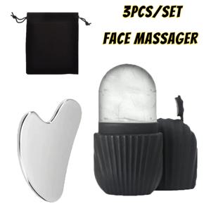 1/3PCS 아이스 페이스 롤러 스테인레스 스틸 Gua Sha 보드 세트 페이셜 마사지 페이스 마사지 롤러 페이스 리프팅 뷰티 스킨 케어 도구
