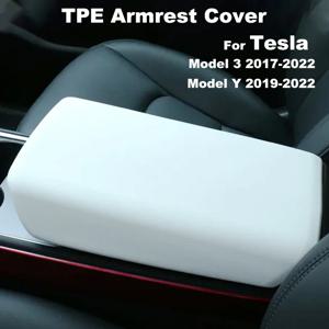 자동차 중앙 콘솔 팔걸이 패드, 테슬라 모델 3 Y 2017-2024 TPE 소프트 케이스 뚜껑, 자동차 중앙 팔걸이 박스 커버 액세서리