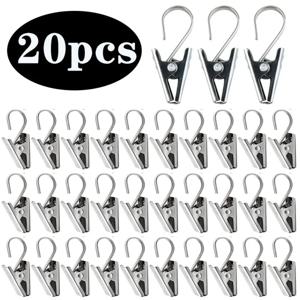 후크와 20pcs 스테인레스 스틸 커튼 클립 견고하고 내구성있는 창 커튼 후크 클립 홈 창 커튼 장식 액세서리