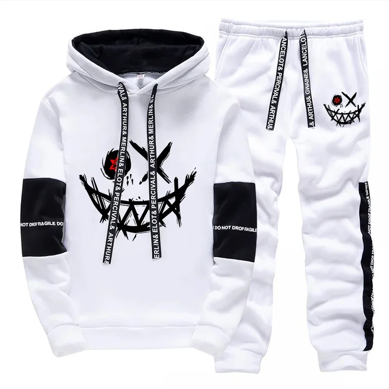 뜨거운 판매 남성 Tracksuit 인쇄 단일 조각 스웨터 운동복 캐주얼 후드 바지 야외 남성 의류 재미 있은 streetwear