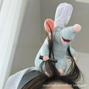 디즈니 픽사 애니메이션 Ratatouille Hairband Kawaii 만화 봉제 인형 머리띠 귀여운 레미 봉제 인형 머리핀 머리 장식 커플 선물