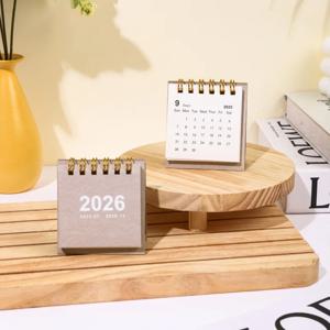 휴대용 단순 미니 캘린더 2026 인쇄되지 않음 180 °   페이지 넘김 데스크탑 장식 체크인 계획 스타일 캘린더