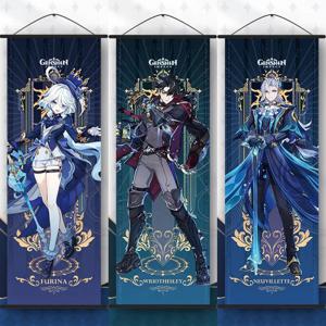 Genshin Impact Wanderer 타로 포스터 코스프레 애니메이션 Genshin Xiao Raiden Shogun Kazuha Zhongli 스크롤 캔버스 행거 선물