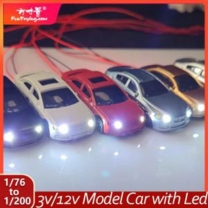 2/4/10Pcs Led 플라스틱 모델 차량이있는 3v/12V 모델 자동차 HO N 규모 기차 레이아웃 철도 철도 레이아웃 1:75 1:87 1:150 1:200