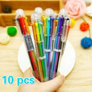 10Pcs 투명 만화 볼펜 크리 에이 티브 귀여운 다채로운 회전 용품 학교 및 사무 용품
