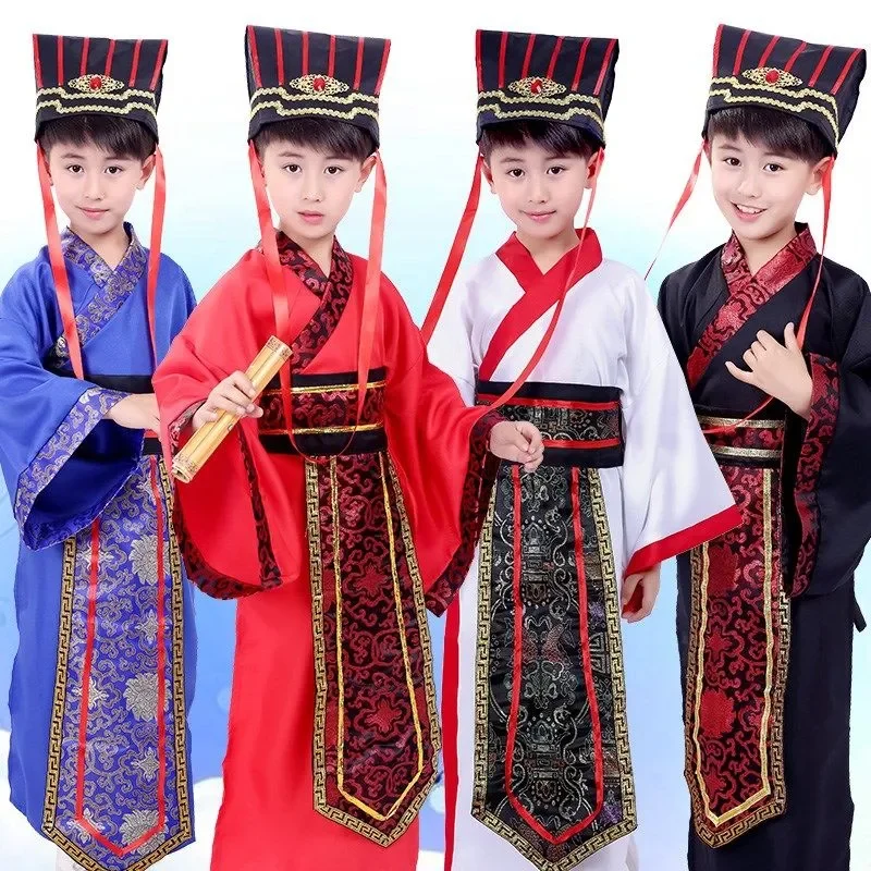 중국 로브 고대 학자 학생 의상, 어린이 성인 기모노, 중국 전통 빈티지 민족 코스프레, 어린이 코스튬 한푸