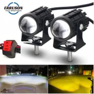 Erruson 1PCS/2PCS 슈퍼 밝은 오토바이 LED 탐험가 헤드 라이트 프로젝터 Fisheye 렌즈 LED 모토 안개 보조 오토바이 헤드 라이트