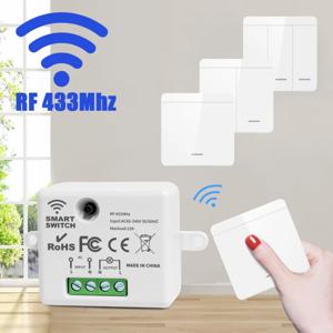 1/2/3갱 무선 스마트 스위치 조명 433MHz 86 벽면 패널 스위치 (리모컨 포함) 10A 110V 220V LED 램프용