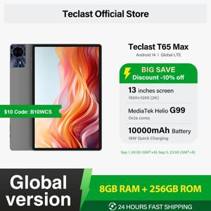 Teclast T65 Max 태블릿, 13 인치 FHD 디스플레이, MediaTek G99, 8GB RAM, 256GB ROM, 10000mAh 배터리, 안드로이드 14, Widevine L1 글로벌 버전