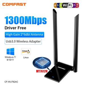 Comfast 1300-1900Mbps WiFi 어댑터 Usb 3.0 Para Pc MT7612/RTL8814 Placa De Rede 네트워크 카드 Antena Cle Win7/8/10/11/Kali Linux